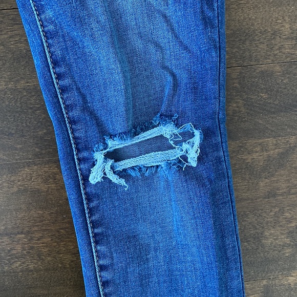 Garage Distressed Blue High Waisted Skinny Jeans - Picture 2 of 5